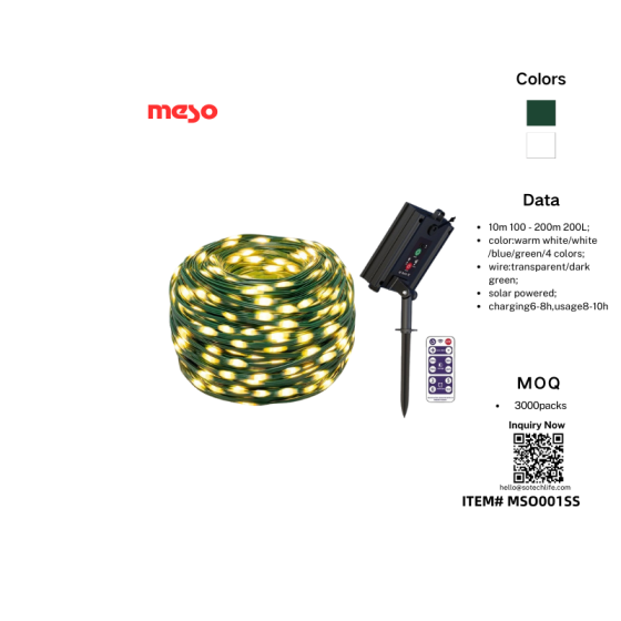 Solar rubber cable light string